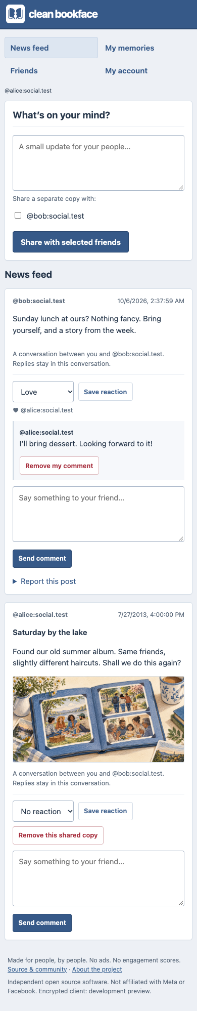 The working app on a phone, with a compact feed and navigation